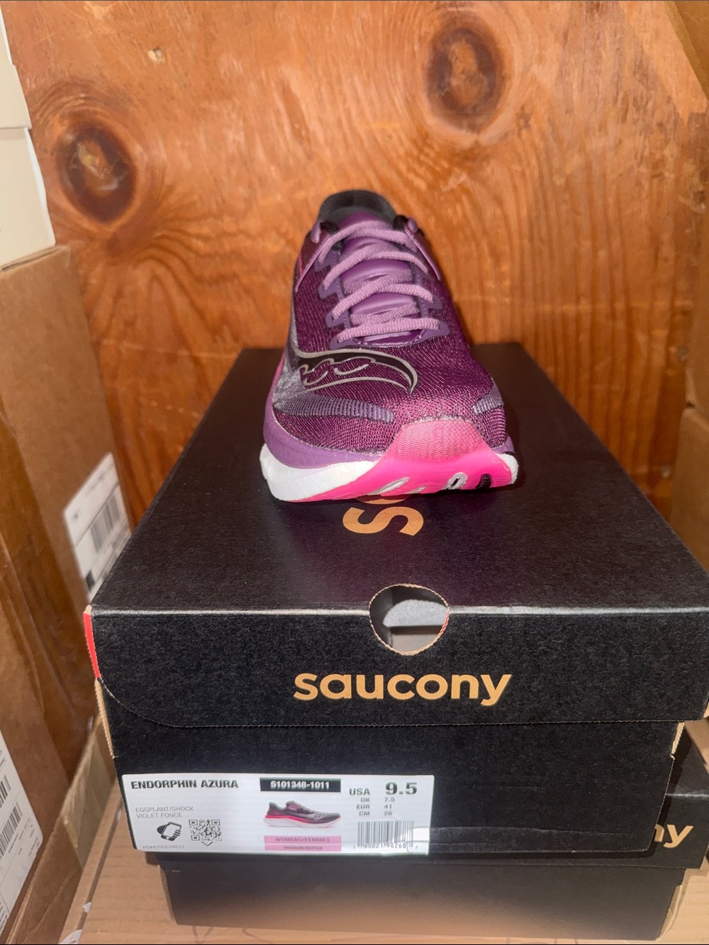 Saucony Women's Endorphin Azura Running Shoe - Purple with Pink Accents Size 9.5